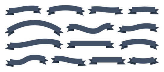 Collection of Ribbons Vector - Set of flat design ribbon icon,  Swirling Ribbons vector illustration