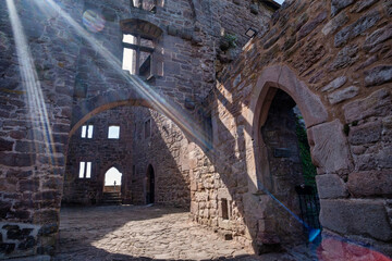 The Majestic and Enigmatic Ruins of an Ancient Castle. Burg Hanstein castle ruins, The historic Castle Hanstein in Thuringia.