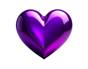Elegant Deep Purple Heart with Dramatic Shadow – Romantic Symbol PNG