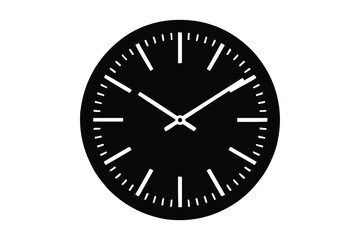Modern minimalist black oval clock face with white hands