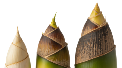 Three Bamboo Shoots Growing isolated on a transparent background