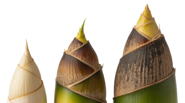 Three Bamboo Shoots Growing isolated on a transparent background - Powered by Adobe