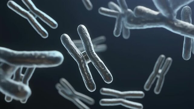 Microscopic 3D view of human chromosomes, including X and Y