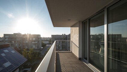 Balcony Vista at Dawn. Linear Forms and Reflected Sunlight, A Modern Abstraction.