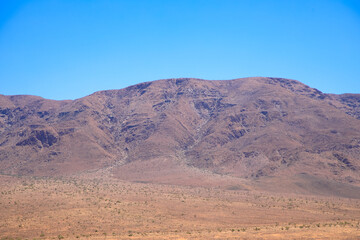 Panoramic view of the landscape of the Namib-Naukluft National Park. This national park in Namibia encompasses parts of the Namib Desert and the Naukluft Mountains. Namibia, Africa.