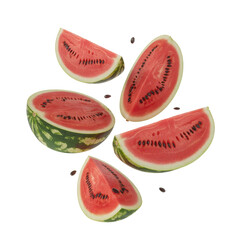 Watermelon Slices and Half isolated on a transparent background