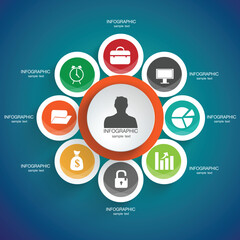 Modern business infographic with charts and icons