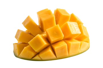 Freshly Cut Mango Fruit . Isolated on transparent background, png