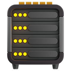 3D server rack icon. 3D icon render of server rack with transparent background.