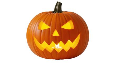 Isolated Halloween jack-o'-lantern with a spooky face, ready for a party or trick-or-treating