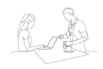 Cafes business concept one-line drawing