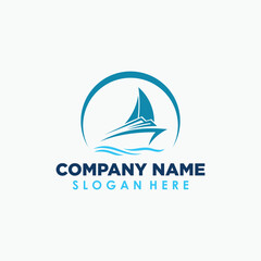 ship simple logo design template, holiday and beach logo concept