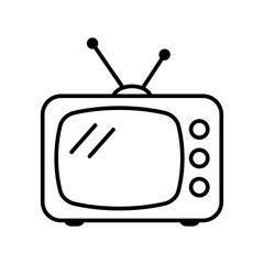 TV Icon – Retro Television Outline Symbol, Old-School Media and Entertainment Sign.