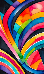 Bright multicolored wavy stripes background, abstract pattern