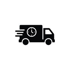 Fast Shipping Truck Icon. Logistics Delivery Clock. Timely Delivery Symbol.