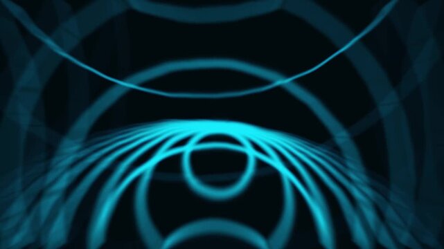 Abstract Glowing Blue Rings and Lines Motion Background Loop
