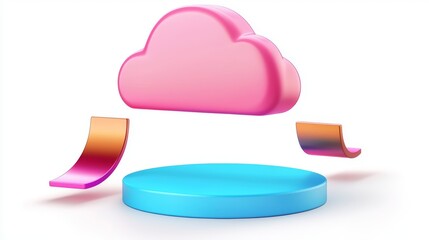 Abstract Cloud Concept with Bridge Elements in Bright Colors for Modern Design