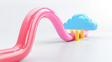 Colorful Cloud and Bridge Design Representing Data Migration and Architecture Concepts