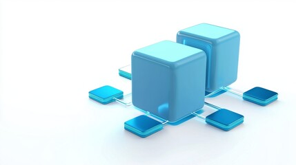 Conceptual Design of Data Migration Architecture with Glowing Blue Blocks