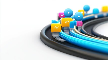 Futuristic Data Migration Architecture with Vibrant Pathways and Light Effects