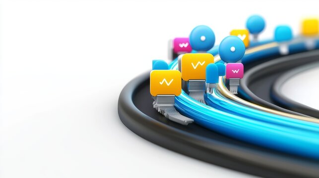 Futuristic Data Migration Architecture with Vibrant Pathways and Light Effects
