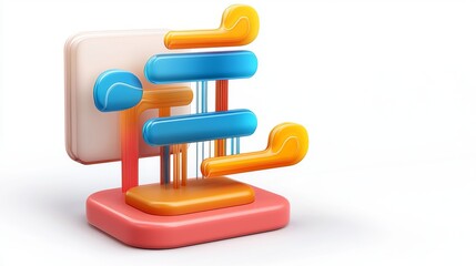 3D Data Migration Process Visualization with Colorful Structures and Design Elements
