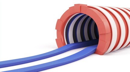 Data Migration Architecture Concept with Blue and Red Tubes in a Secure System