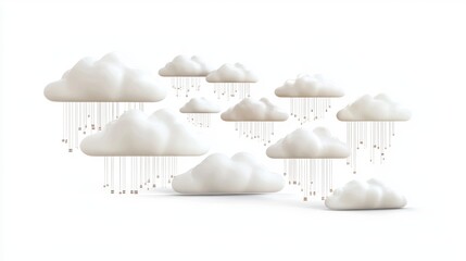 Abstract Cloud Migration Process with Network Pathways in Futuristic Style