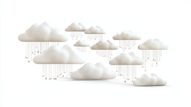 Abstract Cloud Migration Process with Network Pathways in Futuristic Style