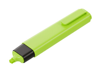 Isolated highlighter marker bright green color for study and writing with black grip section