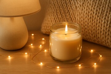 Hygge-Inspired Cozy Scene with Candlelight and Soft Textures 