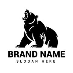 Minimalist roaring bear logo design