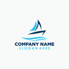 boat and wave logo design template, holiday icon design template © Artfandi