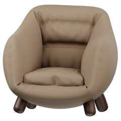 3D armchair icon. 3D icon render of armchair with transparent background.