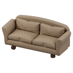 3D sofa icon. 3D icon render of sofa with transparent background.