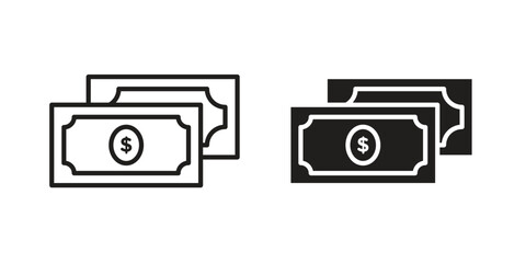 Dollar notes icon logo design element. minimalist style icons