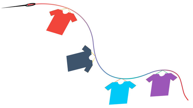 vector illustration of a stich making clothes 