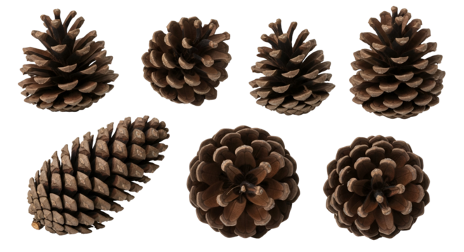 Collection of Pine Cones Diverse Arrangement Autumnal Forest Elements Nature Isolated Objects Botanical Decor Crafting Winter Season Details Woodland Decorative Pinecones Natural Beauty Brown Shades