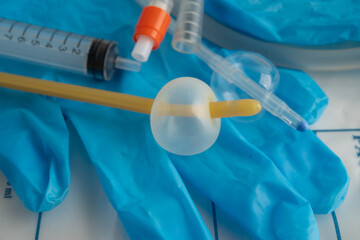 Foley catheter and urine drainage bag collect urine for disability or patient in hospital.