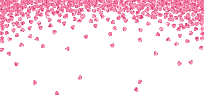 Romantic Design of Falling Rose Heart Petals on Black Perfect for Love Backgrounds and Valentine's Day Themed Projects Decorative Rose Heart Petal Shower Element Ideal for Wedding and Anniversary