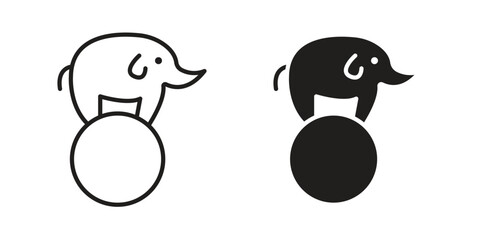 Elephant on a ball icon logo design element. minimalist style icons