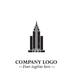 Building Logo Symbol in Black on the White Background with Modern Minimal Architecture Design