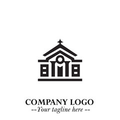 Building Logo Symbol in Black on the White Background with Modern Minimal Architecture Design