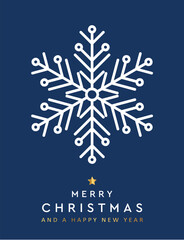 minimalistic christmas greeting card with snowflake vector illustration