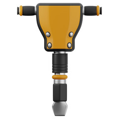 3D jackhammer icon. 3D icon render of jackhammer with transparent background.