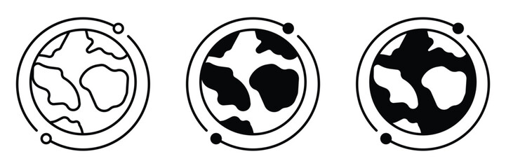 Globe or earth editable icon set. Flat style world icon symbol collection website graphic design. Globe icon, website vector detailed world map.