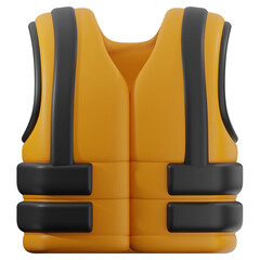 3D safety vest icon. 3D icon render of safety vest with transparent background.