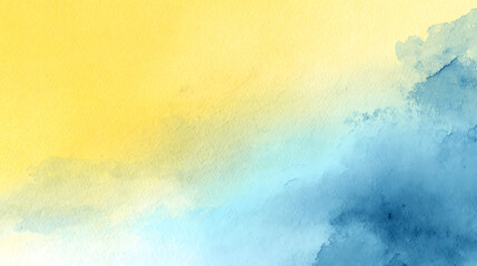 Soft abstract watercolor wash yellow and blue gradient background texture
