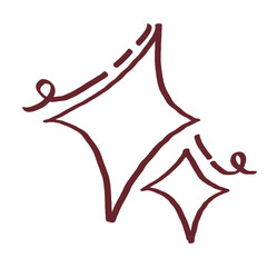 Hand-drawn Line Art Sparkle Star with Trail Effect Illustration Element