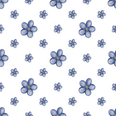  Seamless floral pattern. Blue watercolor flowers. Watercolor flowers illustration for textile design, print, fabric, wallpaper.